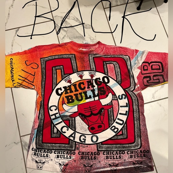 Rare Vintage MAGIC JOHNSON Chicago Bulls CB All Over Print T Shirt 90s Size L - Picture 9 of 11